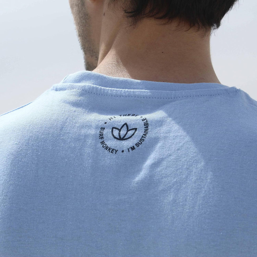 SURF MONKEY Bio-Baumwoll-T-Shirt, Zitronengelb L Blau, L Blau