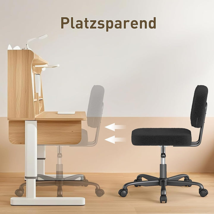 AnyGod Schreibtischstuhl ohne Armlehne, Kompakter Drehstuhl mit Rollen & Höhenverstellbar, Ergonomis