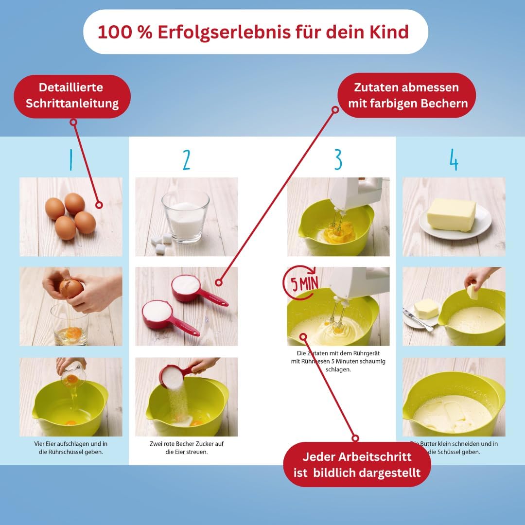 Kinderleichte Becherküche: Kreative Motivkuchen (Band 8): Backset mit 5 farbigen Messbechern, kinder