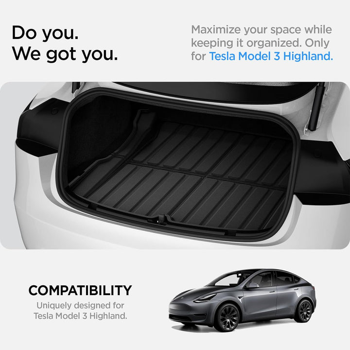 Spigen Tesla Model 3 Highland 2024 Hintere Kofferaummatte, Stossfestes XPE-Material zum Schutz der I