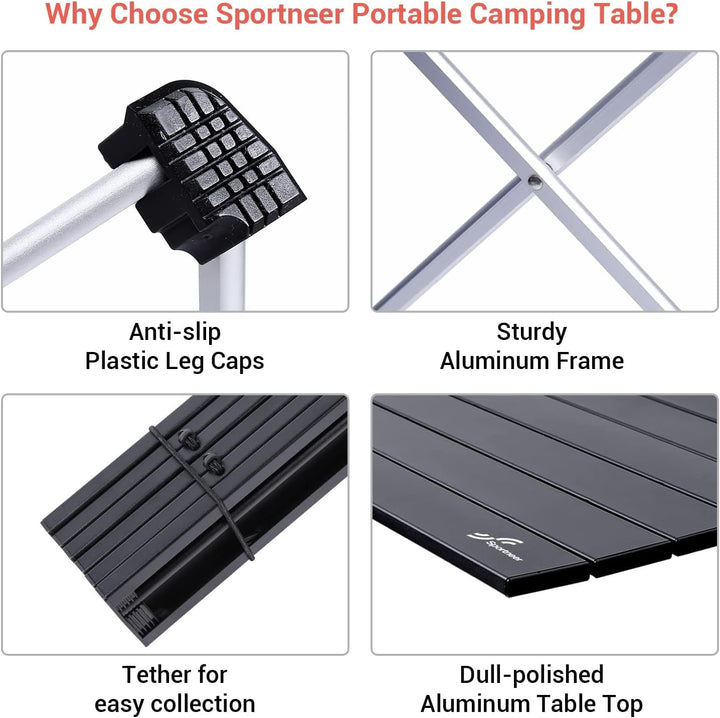 Campingtisch Klapptisch Camping, Aluminium Klapptisch Camping Tisch Faltbarer Picknick-Tisch Tragbar