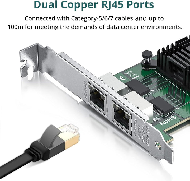 ipolex 1.25G Ethernet-Netzwerkkarte, 2X RJ45+ Port, 10GbE NIC im Vergleich zu Intel i350-T2, unterst