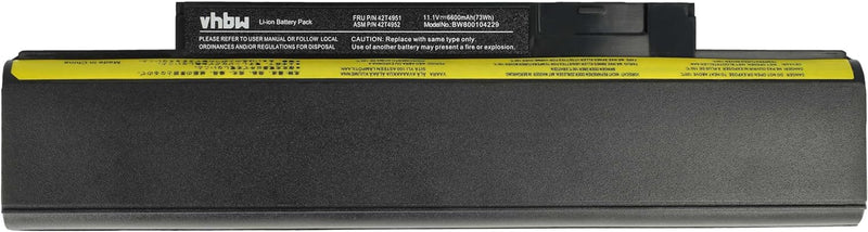 vhbw Li-Ion Akku 6600mAh (11.1V) schwarz kompatibel mit Notebook Laptop Lenovo ThinkPad E120, X121e,