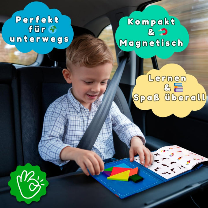 Tangram magnetisch für Kinder ab 3 Jahren – Montessori IQ Spiele & Lernspielzeug im Buchformat – Bes