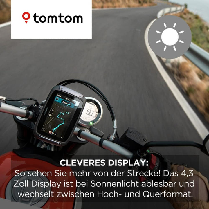 TomTom Navi Rider 50 (4,3 Zoll, kurvige und bergige Strecken speziell, Stauvermeidung dank Traffic,