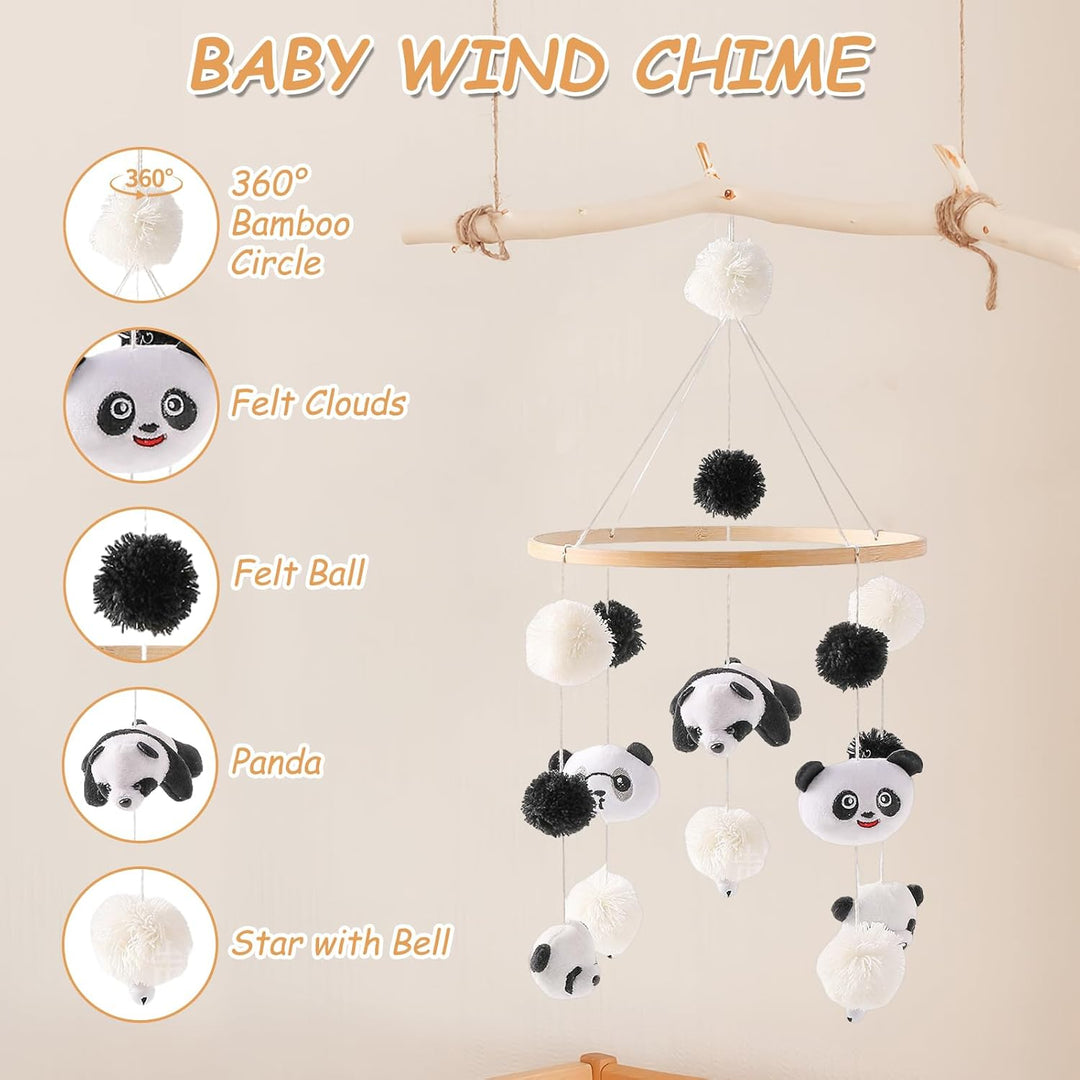 Mobile Babybett Baby Mobile Mit Filzbällen 3D-Panda-Muster Hängende Spieldekorationen Geschenke Für