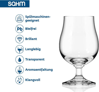 Sahm Bristol Pokal Biergläser 0,3 Liter (6 STK) - Biertulpe - Biergläser Set - Spülmaschinengeeignet