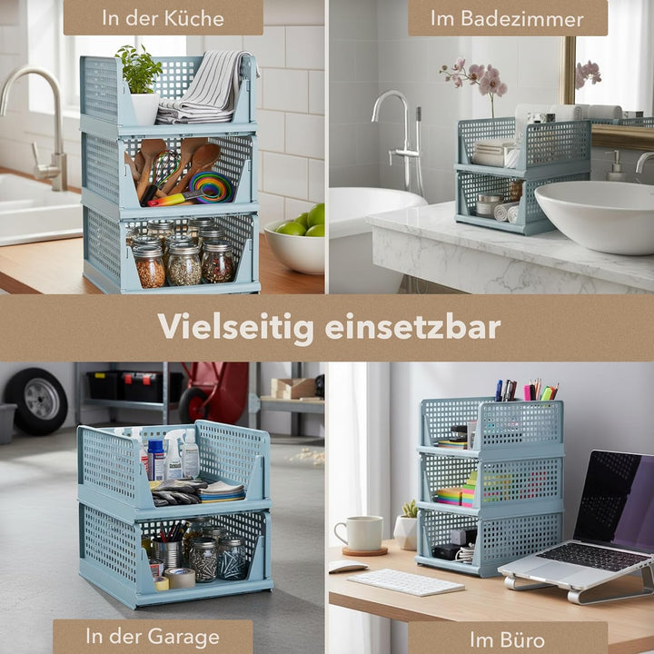 Schrank Organizer 3er Set (Faltbar & Stapelbar) – Kleiderschrank Organizer Boxen, platzsparende Aufb
