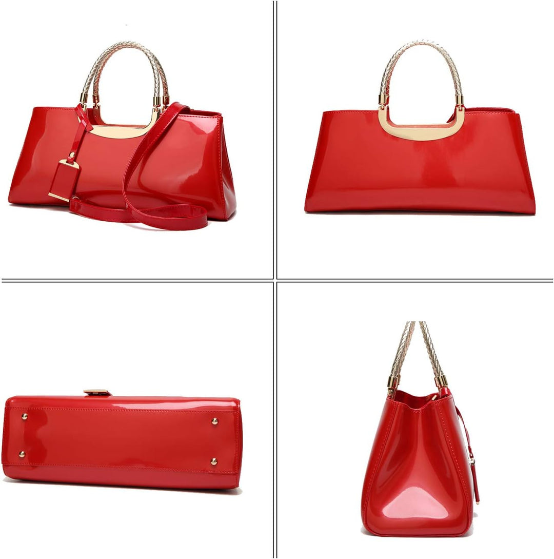 Coolives Damen Handtasche Tasche aus PU-Lackleder Henkeltasche Abendtasche Schultertasche Umhängetas