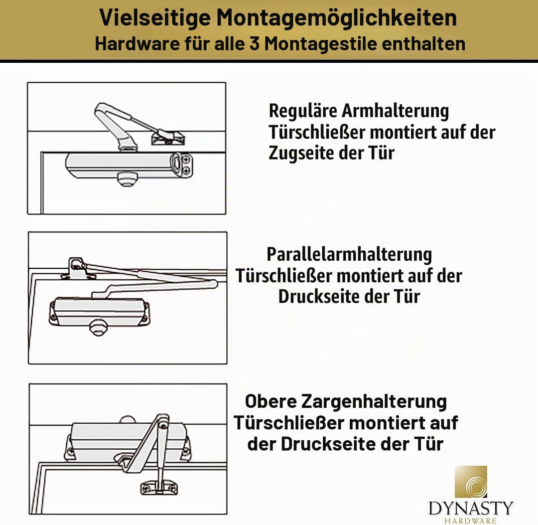 Dynasty Hardware 3000-alum Commercial Grade Türschliesser, Grösse 3 Spring, gespritztem Aluminium