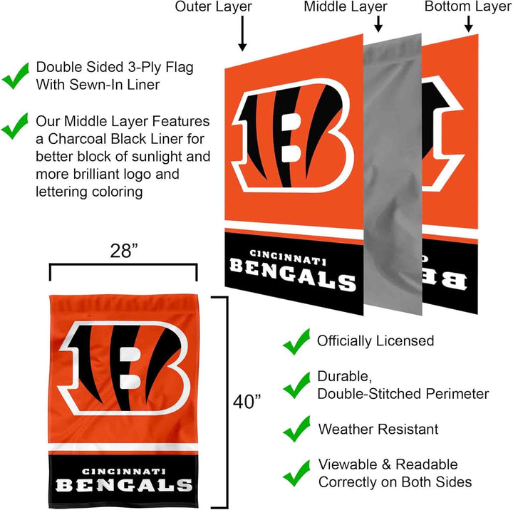 Cincinnati Bengals zweiseitige Hausflagge