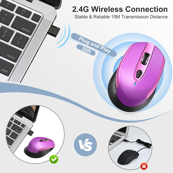 Maus Kabellos USB C, Funkmaus Batterie Klein 2.4G Computer Maus mit USB C Empfänger 3 Verstellbare D
