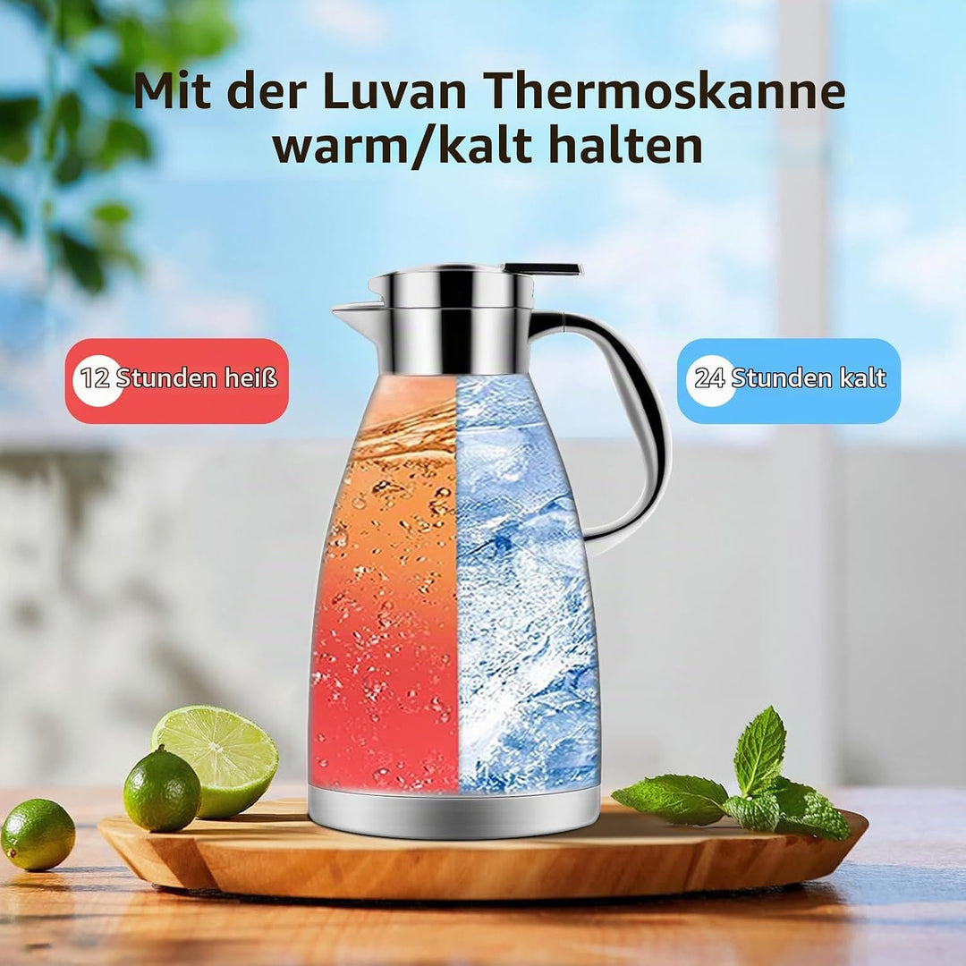 Luvan 1,8L Thermoskanne 304 Edelstahl Kaffee Isolierkanne 12h heiss und 24h kalt Doppelwandige Vakuu