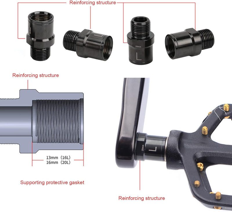 BuyWeek Fahrrad-Pedalverlängerung, Fahrrad-Pedal-Distanzstück aus Titanlegierung, 20 mm, verlängerte