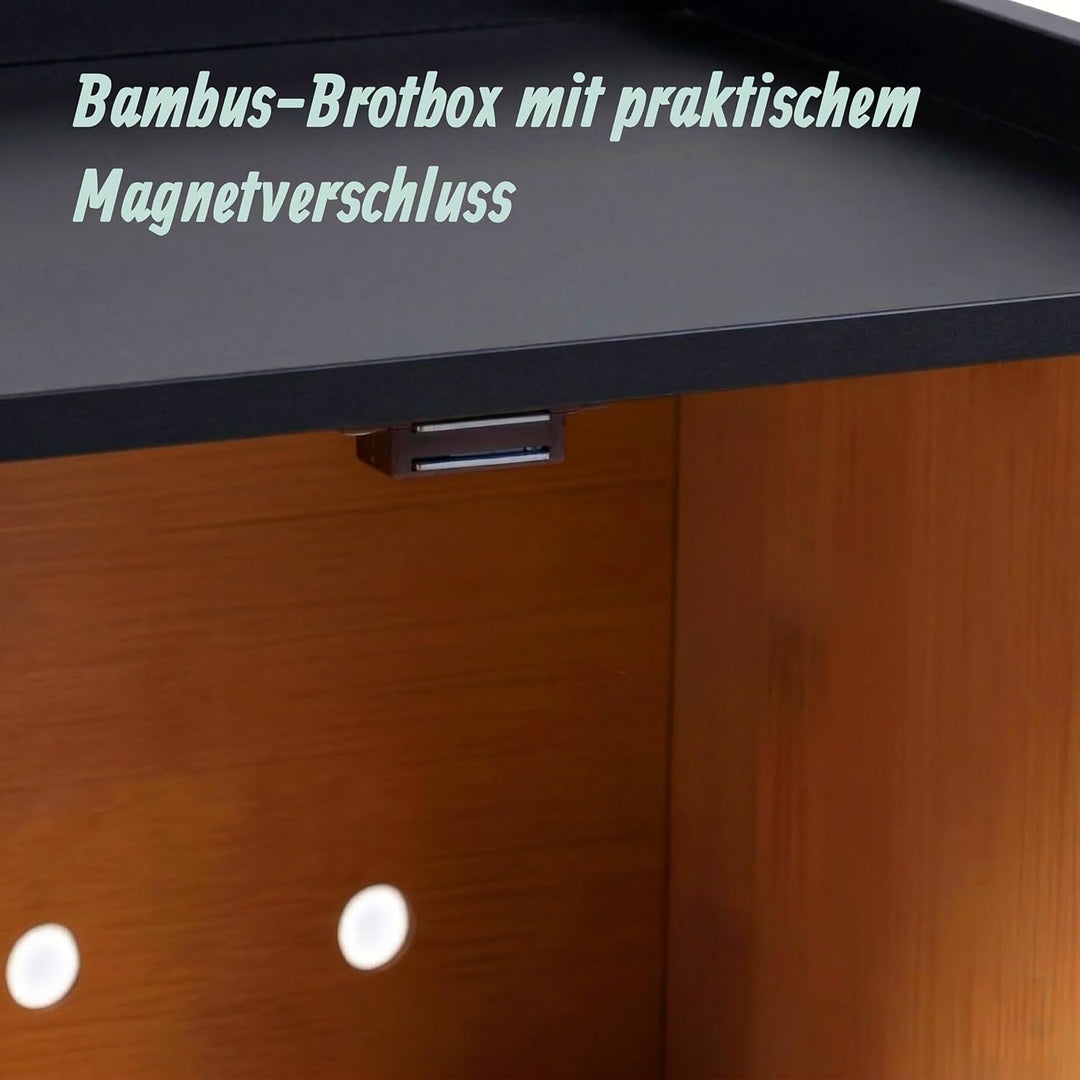 Relaxdays Brotkasten, Bambus, Schneidebrett, Ablage, Luftlöcher, Sichtfenster, HxBxT: 26 x 40 x 25 c