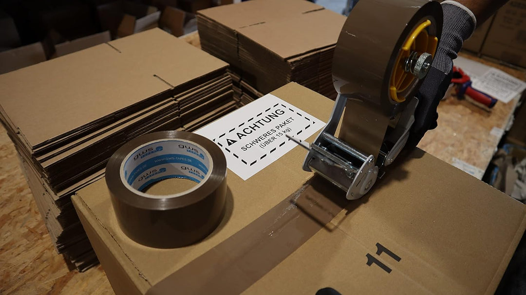 gws 2 Stück Packband Handabroller, hochwertiger Paketbandroller, stabiler Metallrahmen inkl Sicherhe