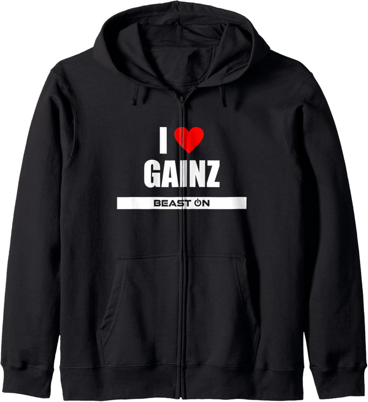 I Love Gainz Gains Bodybuilding Gym Fitness Training Sprüche Kapuzenjacke