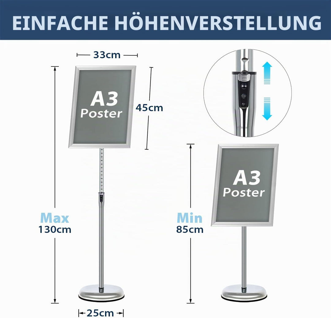 VAIIGO Infoständer Höhenverstellbar Aluminium DIN A3 Plakatständer Informationsständer Präsentations