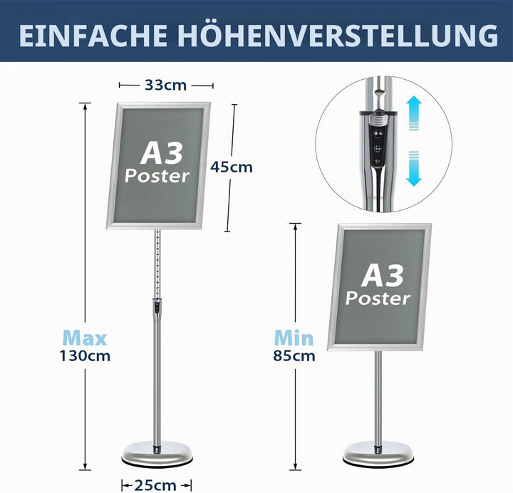 VAIIGO Infoständer Höhenverstellbar Aluminium DIN A3 Plakatständer Informationsständer Präsentations
