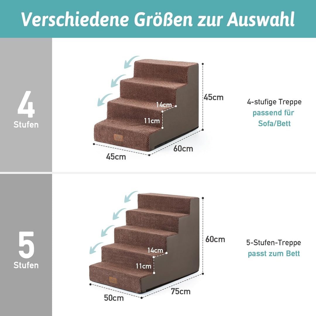 Hundetreppe für Kleine Hunde, 4 Stufen Breiter Haustiertreppe für Bett Couch Auto, 45cm Hoch Hochdic