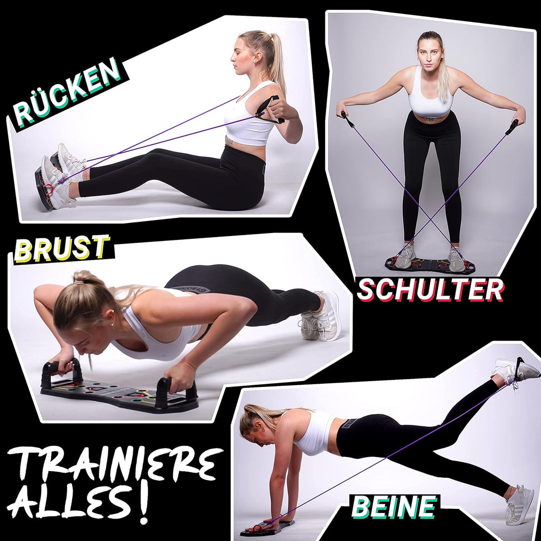 WA Fitness® Push Up Board, Multifunktionale Liegestütze Brett mit Widerstandsband Fitness Geräte und