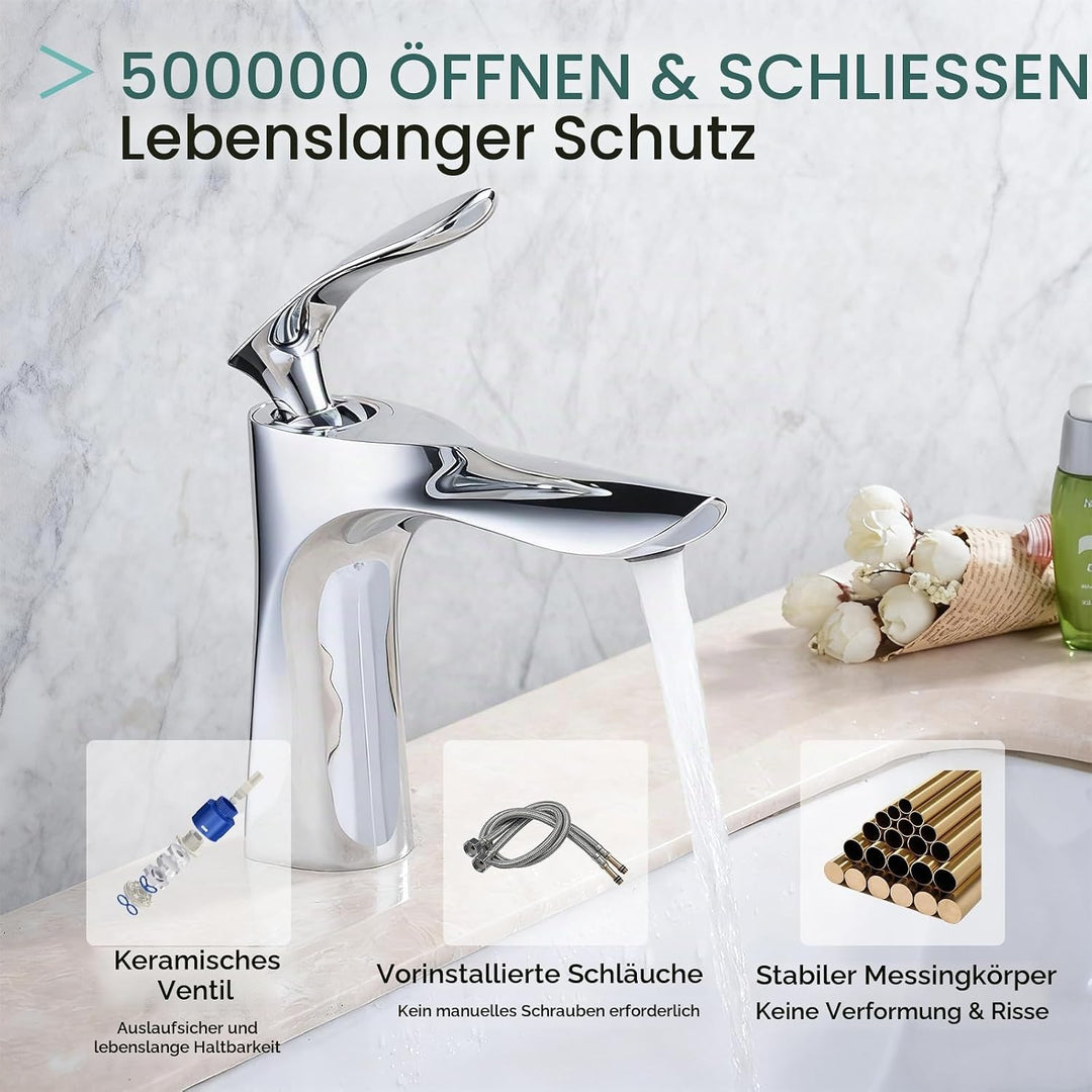 Waschbecken Wasserhahn Einhand Gebürstet Nickel Licht Violett Kupfer Ein Loch Mount Leekayer Chrom,