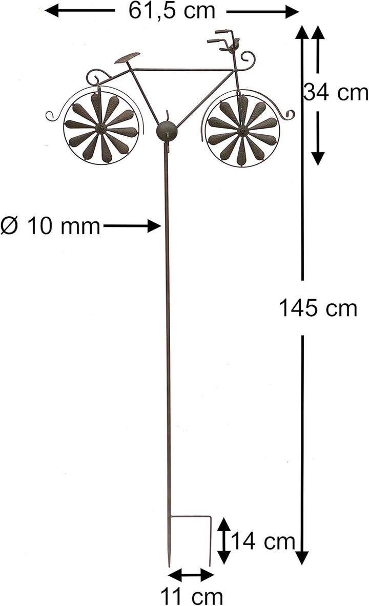 DanDiBo Gartenstecker Metall Fahrrad XL 135 cm Rad Rost Braun 96004 Windspiel Windrad Wetterfest Gar