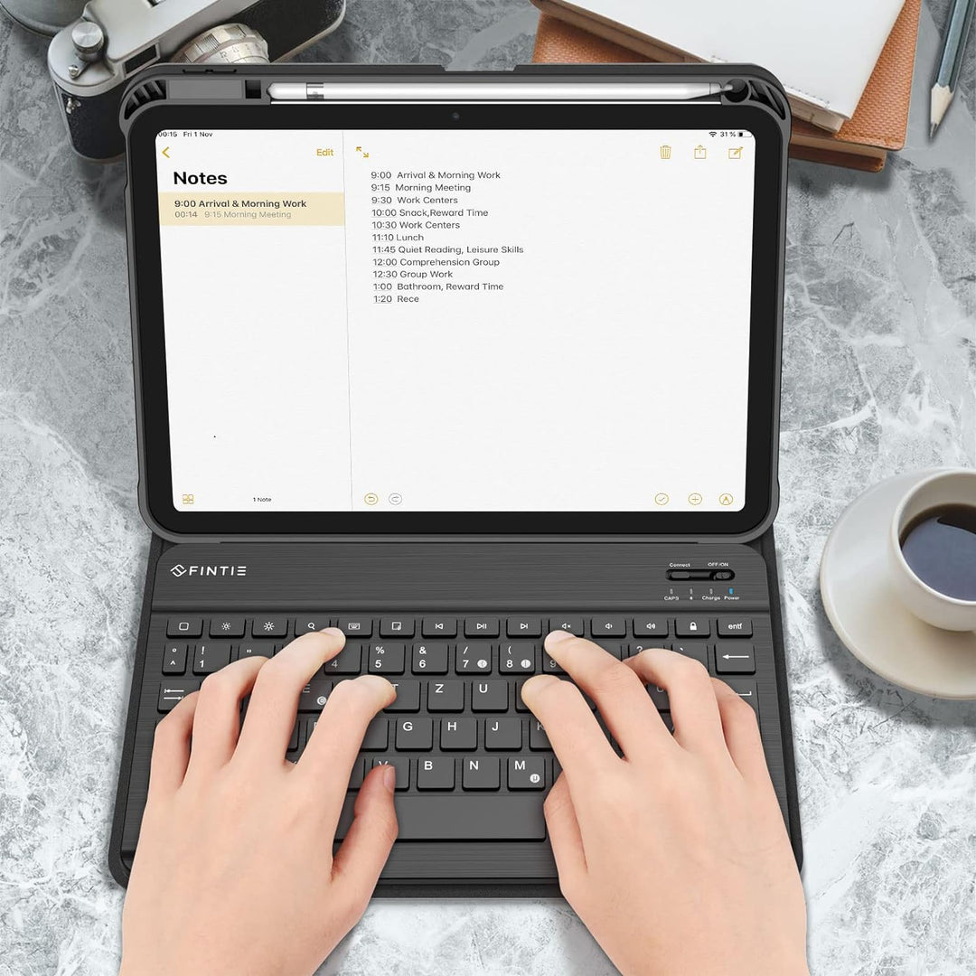 Fintie Tastatur Hülle für iPad 10. Generation 2022 (10.9 Zoll), Schutzhülle mit TPU Rückschale, Penc