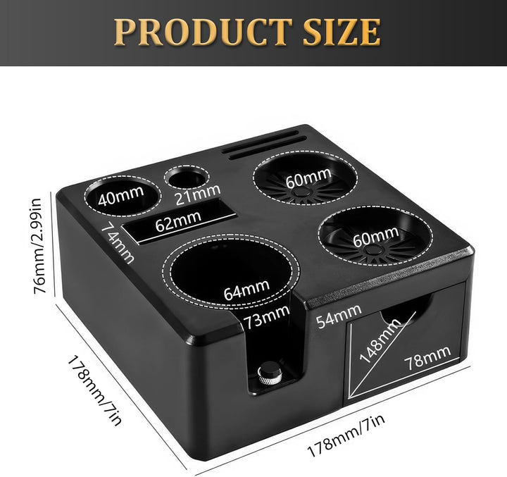 OurLeeme Tamper Station für Barista, 51-58 mm Kaffee Tamper Station aus ABS Kaffeefilter Tamper Halt