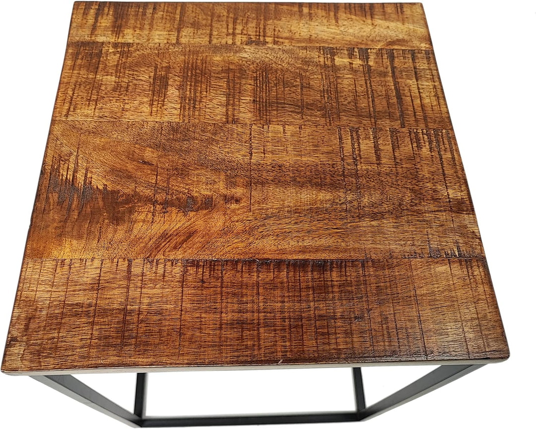 DARO DEKO Mango Holz Beistelltisch eckig - 38 x 53 cm - Couchtisch quadratisch, 38 x 53 cm