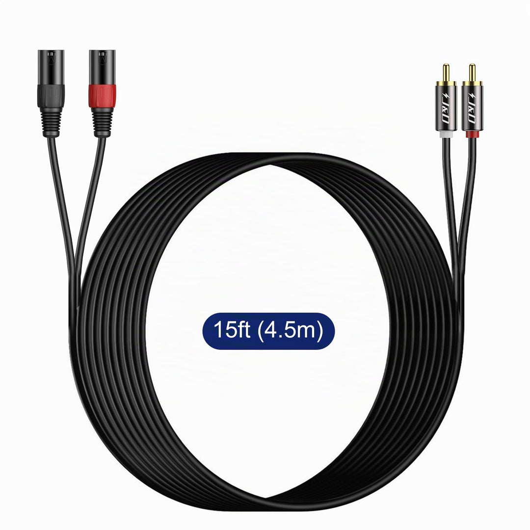 J&amp;D Dual Cinch-Stecker auf Dual XLR-Stecker (4,5 Meter), 2 Cinch auf 2 XLR Male HiFi Stereo Audio Ve