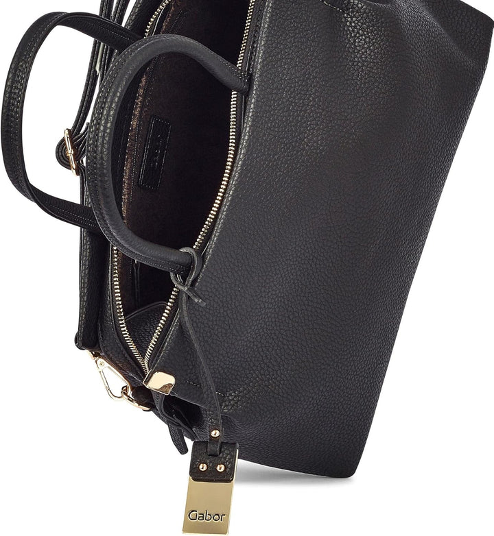 Gabor bags Gela Damen Shopper Umhängetasche Reissverschluss Beige 35 x 13,5 x 24 Schwarz, 35 x 13,5