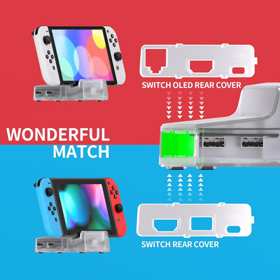 eXtremeRate AiryDocky LED Version DIY-Ersatz Gehäuse Case für Nintendo Switch/Switch OLED Dock, Re-D