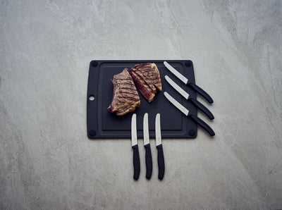 Victorinox 6 Stück Tafelmesser Brotzeitmesser Swiss Classic (Schwarz, One Size) Schwarz