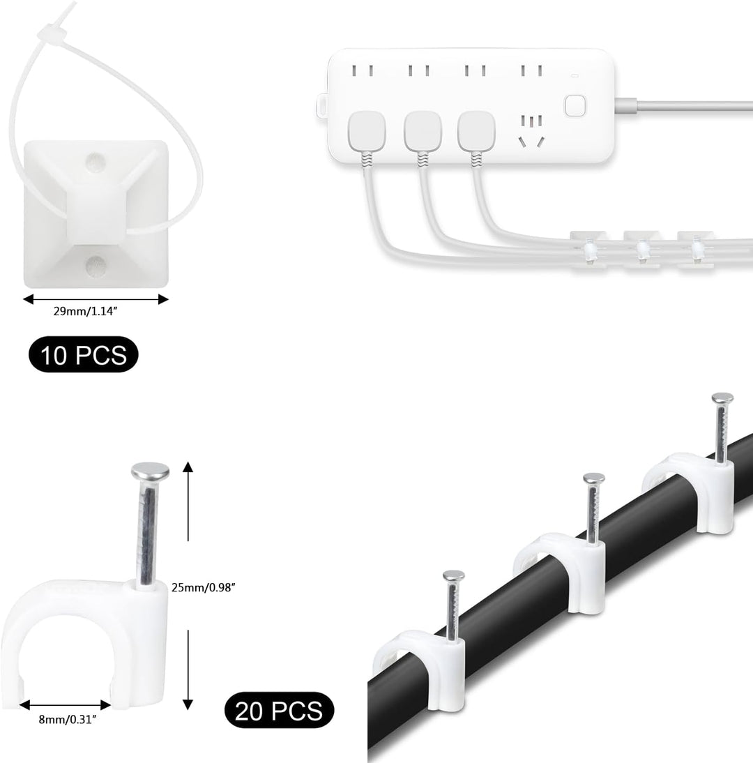 SOULWIT Kabelmanagement Kit, 4 Kabelschläuche, 7 Silikon Kabelhalter, 20+2 Kabelbinder Selbstklebend