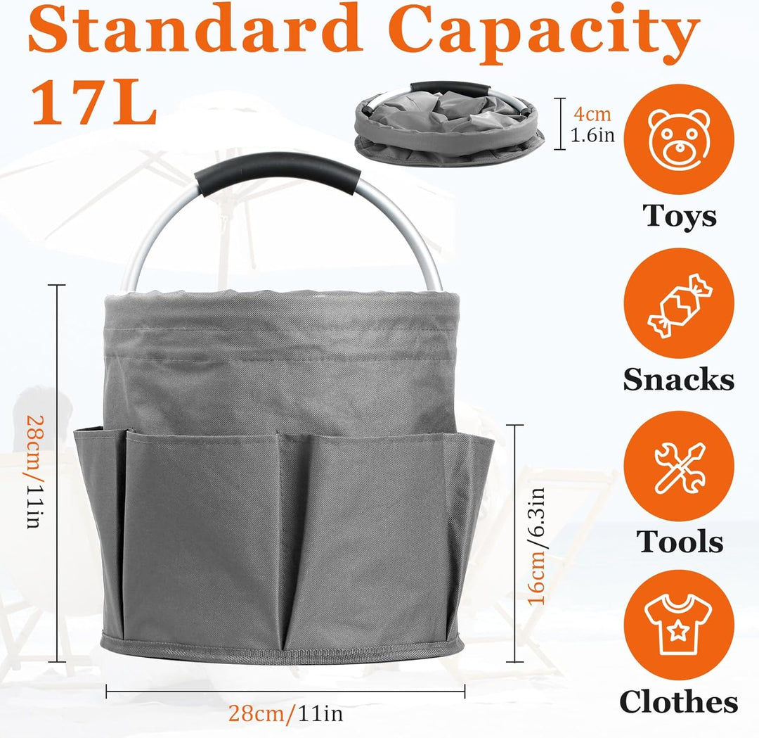 2Pcs 17L Putzmittel Organizer mit 6 Taschen, Faltbarer Einkaufskorb aus 600D Oxford-Gewebe, Tragbare