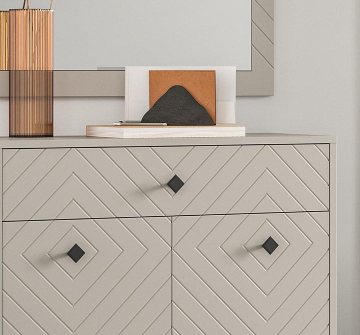 xonox.home Garderobe Notes Sitzbank Bank Garderobenbank Flurbank Truhe Front sandbeige melamin Korpu