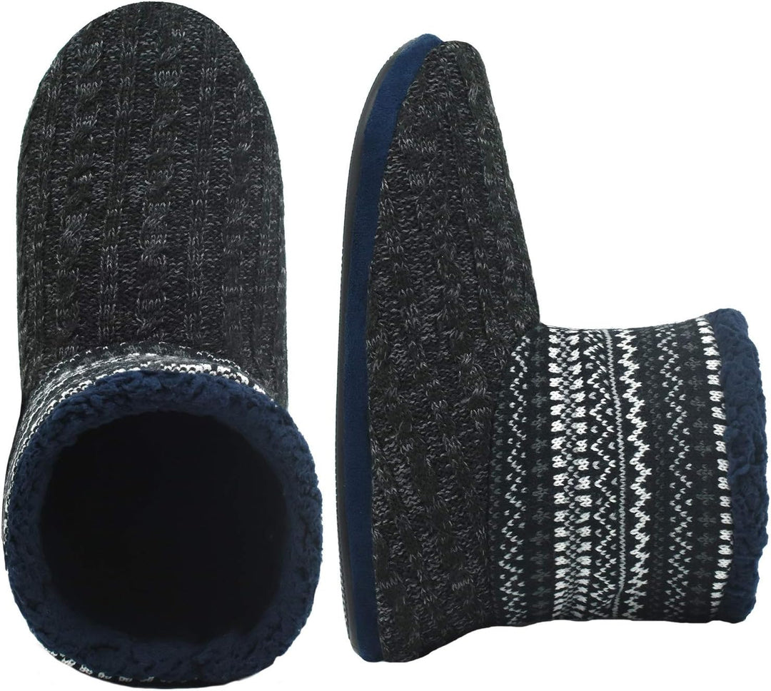 COFACE Herren Hüttenschuhe Lammfell Winter Hausschuhe Warme Plüsch Gefütterte Hausstiefel Männer Hau