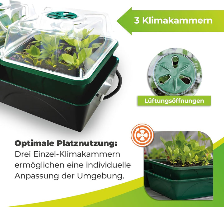 Bio Green HOL 3 Green Hollandia Anzuchtstation mit Kapillarmatte und Wassertank 1,4l , L : 54cm, B: