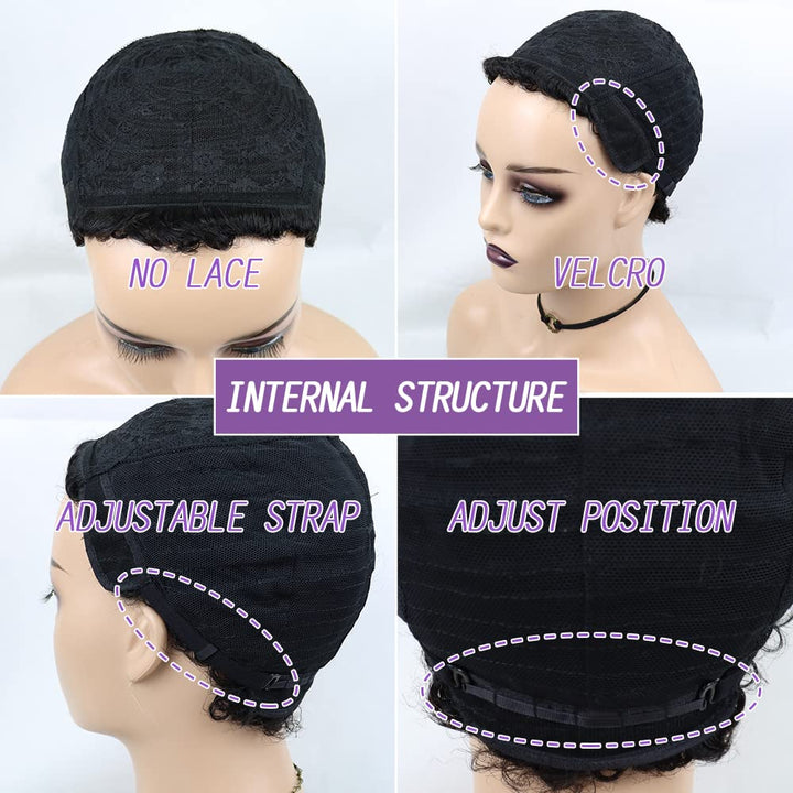 Afro gekinky lockiges menschliches Haar kurze Perücken für Frauen, flauschige Maschine hergestelltes