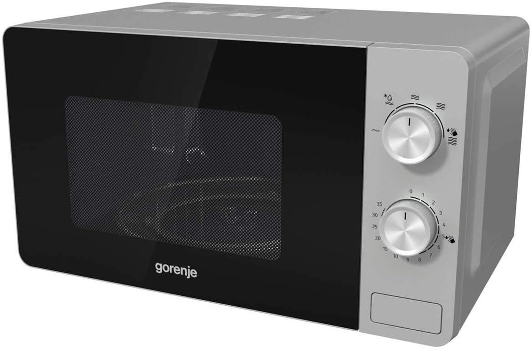 Gorenje MO20E1S Mikrowelle / 800 W, Schwarz, Edelstahl. Inox - Look ‎20 Liter Essential Line, Inox -