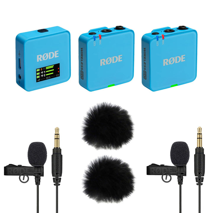 Rode Wireless GO Gen 3 Drahtloses 2-Kanal Mikrofon-Funksystem Blau mit 2X Lavalier GO Mikrofon und 2