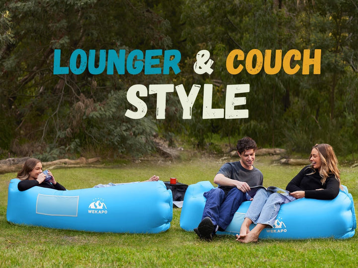 Wekapo Aufblasbarer Lounger mit Tragebeutel, Sicherungsstock und Pflaschenöffner für Reisen, Camping