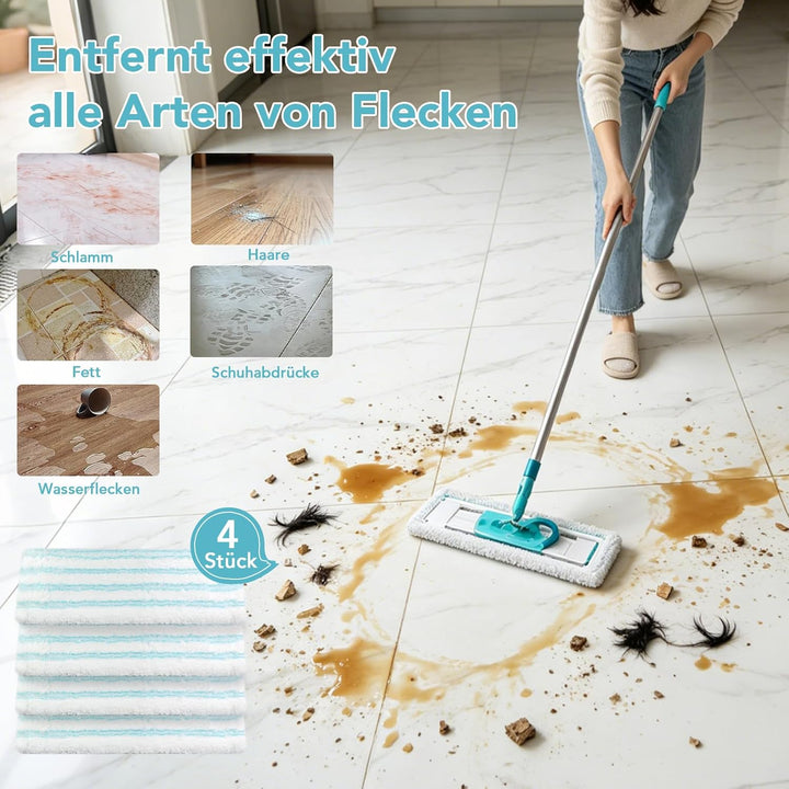 4 Stück Bodenwischer Ersatzbezug für Leifheit Profi XL Micro Duo/Profi XL Cotton Plus Wischbezug, fü