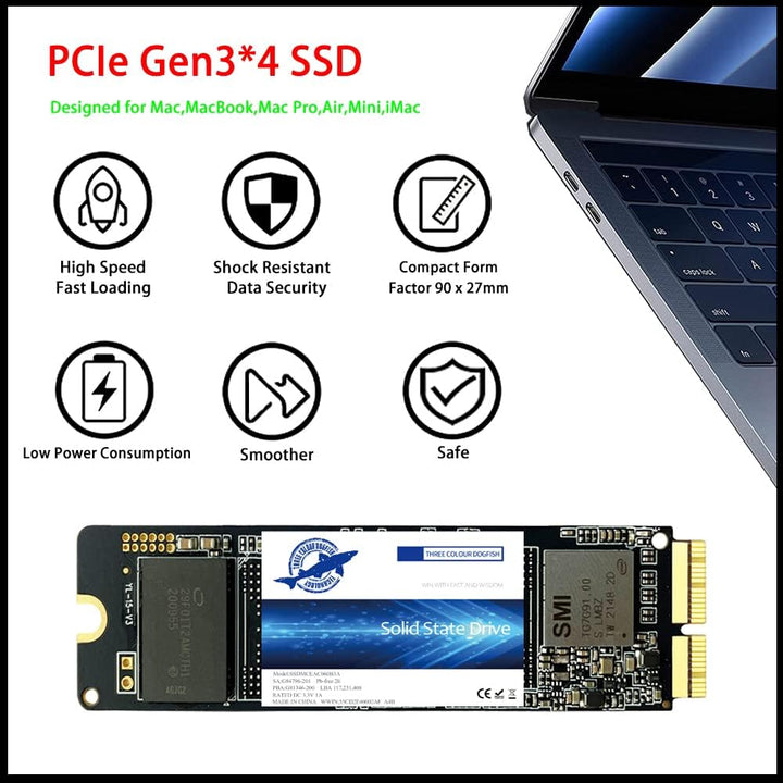 Dogfish 1TB 1000GB SSD für MacBook M.2 2280 NVMe PCIe Gen3x4, interner Solid State Drive Upgrade für