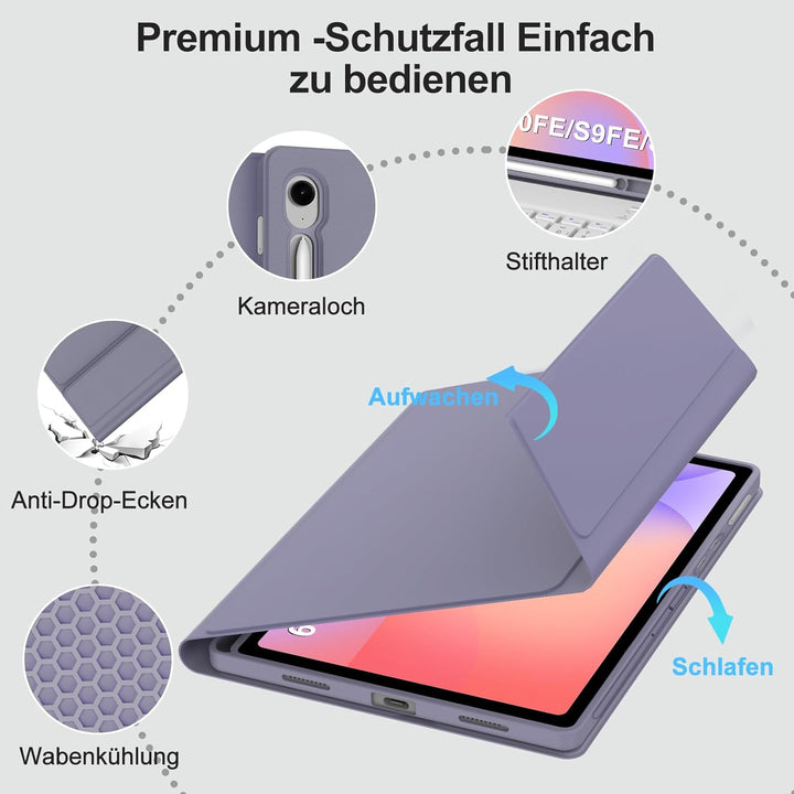 Tastatur für Samsung Galaxy Tab S10 Lite AI Tablet 10.9" 2025/S10 FE, Hülle mit Tastatur für Samsung