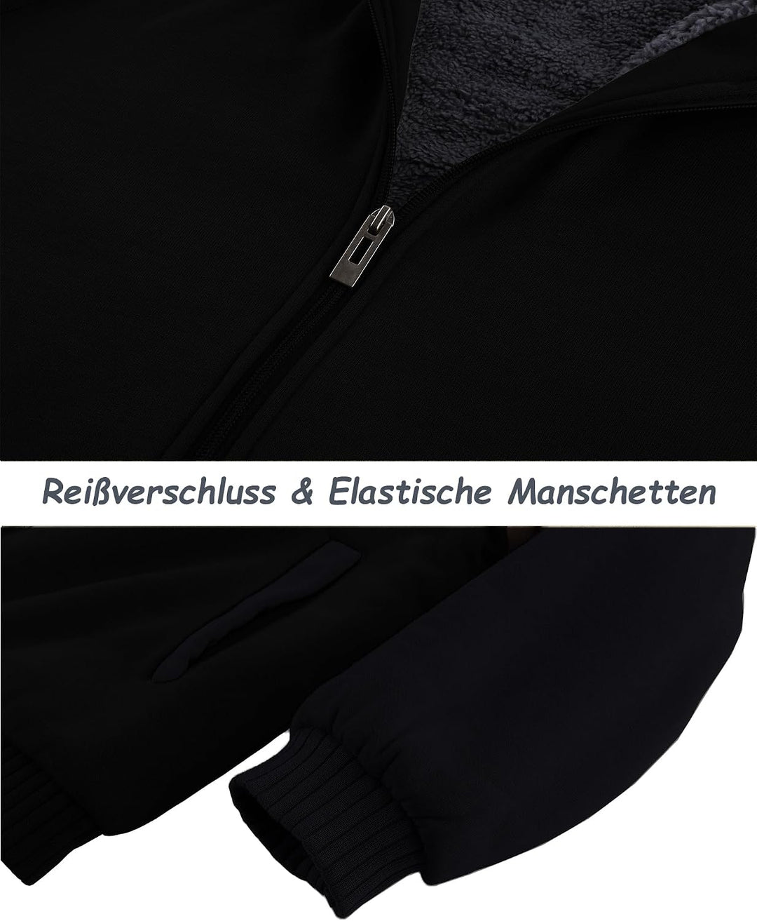 SwissWell Hoodies Herren Gefütterte Sweatjacke mit Kapuze Winter Jacke Reissverschluss Warmer Fleece