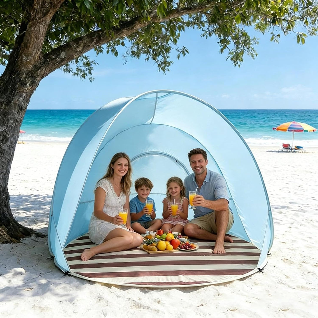 Strandmuschel, Tragbarer UV-Schutz Wasserdichter Sonnenschutz Windschutz Strandzelt Campingzelt Für