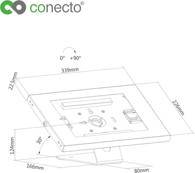 conecto Thekenhalterung für Tablet, mit abschliessbarem Stahlgehäuse für Tab A 10.1 (2019)/ Tab A7/