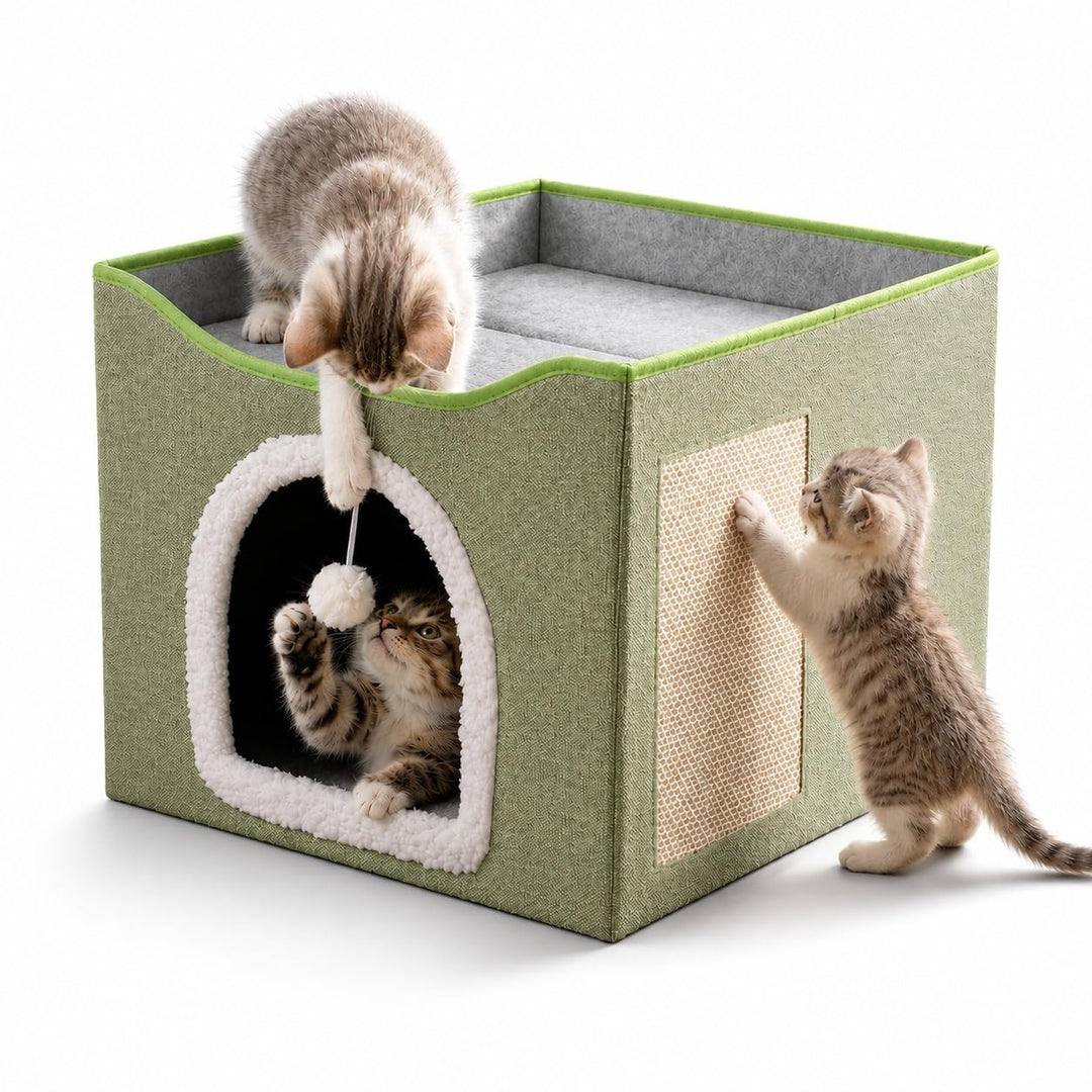 FURRYPAWS Katzenhöhle - Gemütliches Katzenhaus für drinnen und draussen, Ideal als Katzenhaus Indoor